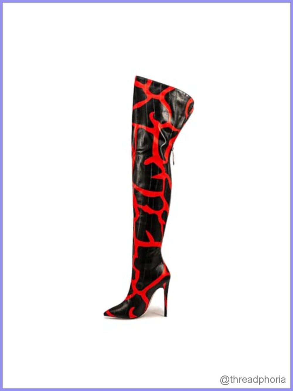 Women's Stiletto Heel Thigh High Boots Back Zip Pointed Toe 4.72" Heel PU